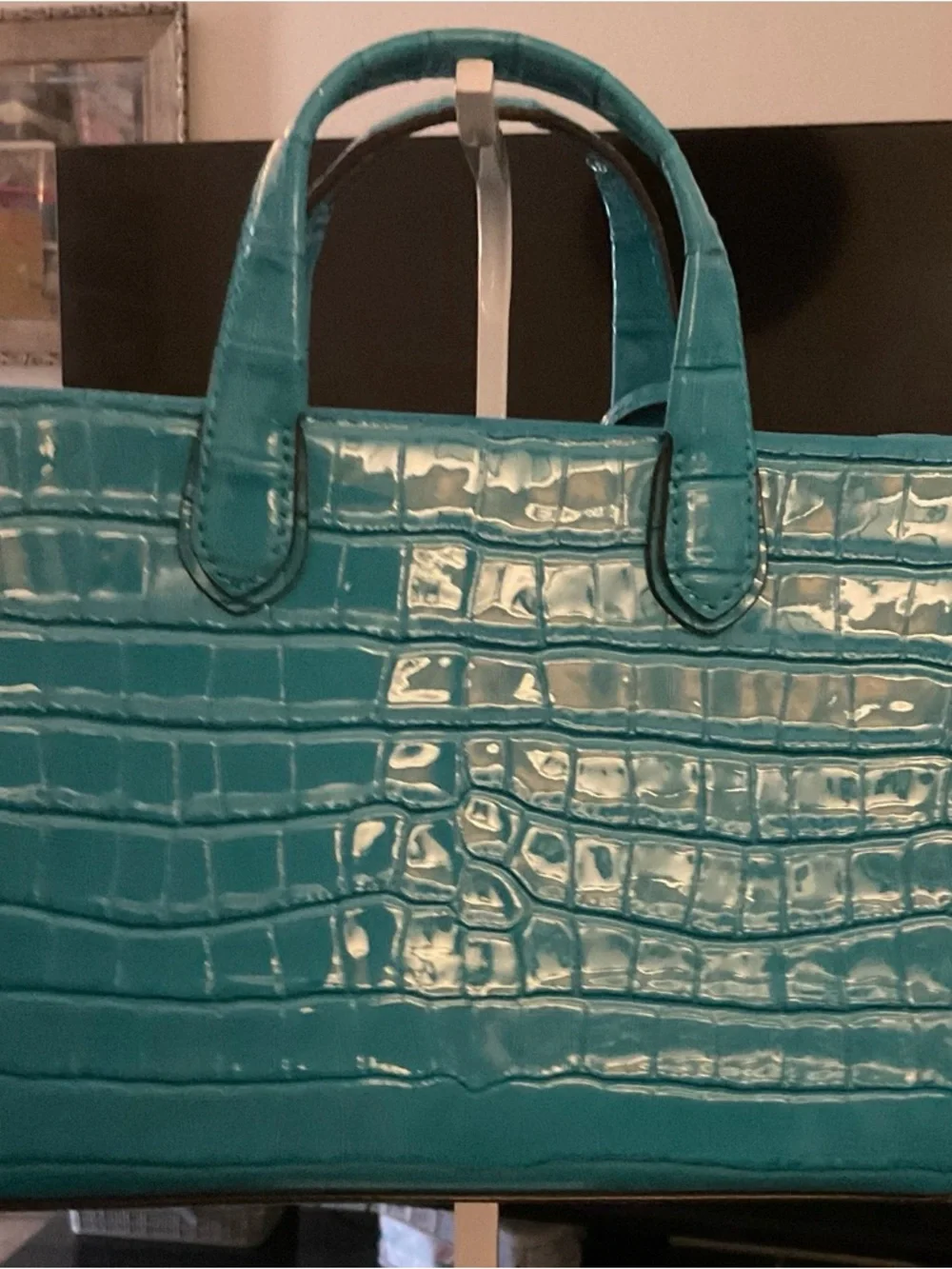 Michael Kors Turquoise Croc-Embossed Satchel - Picture 3 of 5